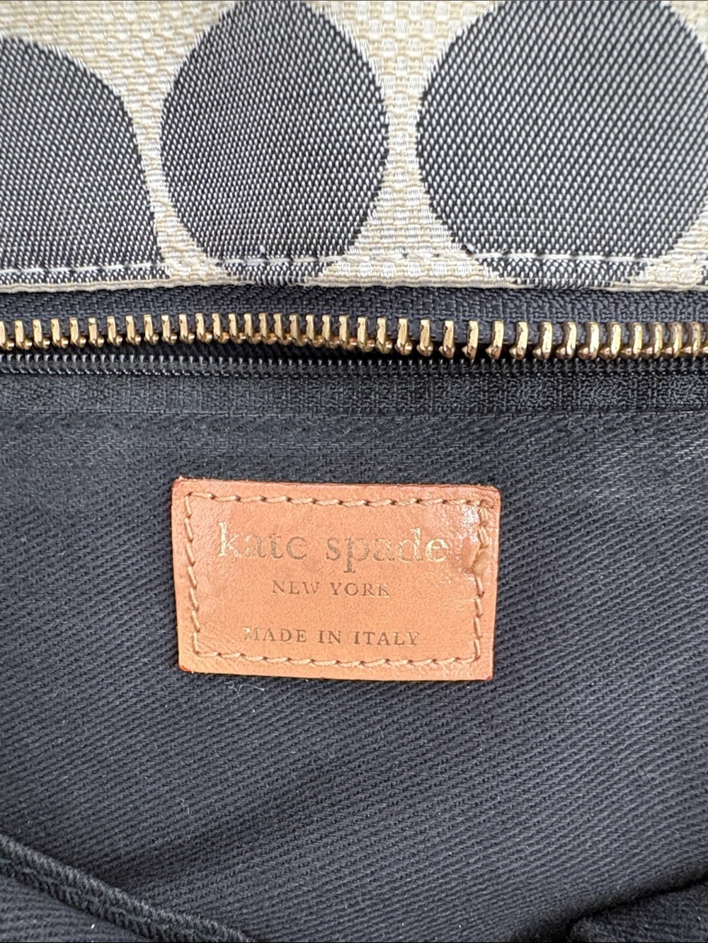 🗄️ kate spade Black & Cream Geometric Canvas Tote with Brown Leather Handles - Picture 8 of 11